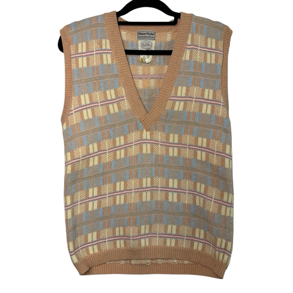 Alison Taylor Vintage Hand Loomed Made in Scotland Sweater Vest Medium Academia